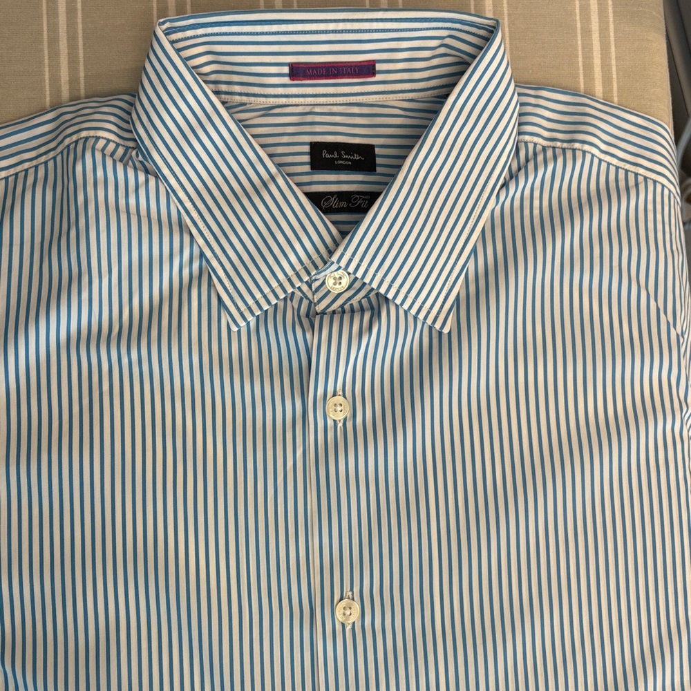 Paul Smith White and Blue Pinstripe Dress Shirt